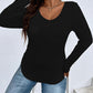 Plus Size V-Neck Long Sleeve T-Shirt