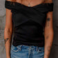 Off-Shoulder Ribbed Crisscross Top