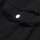 Frayed Trim Snap Down Denim Jacket