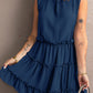 Tie Neck Frill Trim Sleeveless Mini Dress