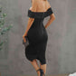 Off-Shoulder Zip-Back Slit Dress
