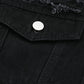 Distressed Button-Up Denim Jacket with Pockets