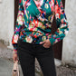 Printed Surplice Neck Long Sleeve Blouse