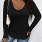 Plus Size V-Neck Long Sleeve T-Shirt