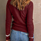 Round Neck Contrast Long Sleeve Knit Top