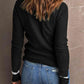 Round Neck Contrast Long Sleeve Knit Top
