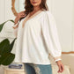 Melo Apparel Plus Size V-Neck Puff Sleeve Blouse
