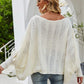 Openwork Boat Neck Dolman Sleeve Sweater