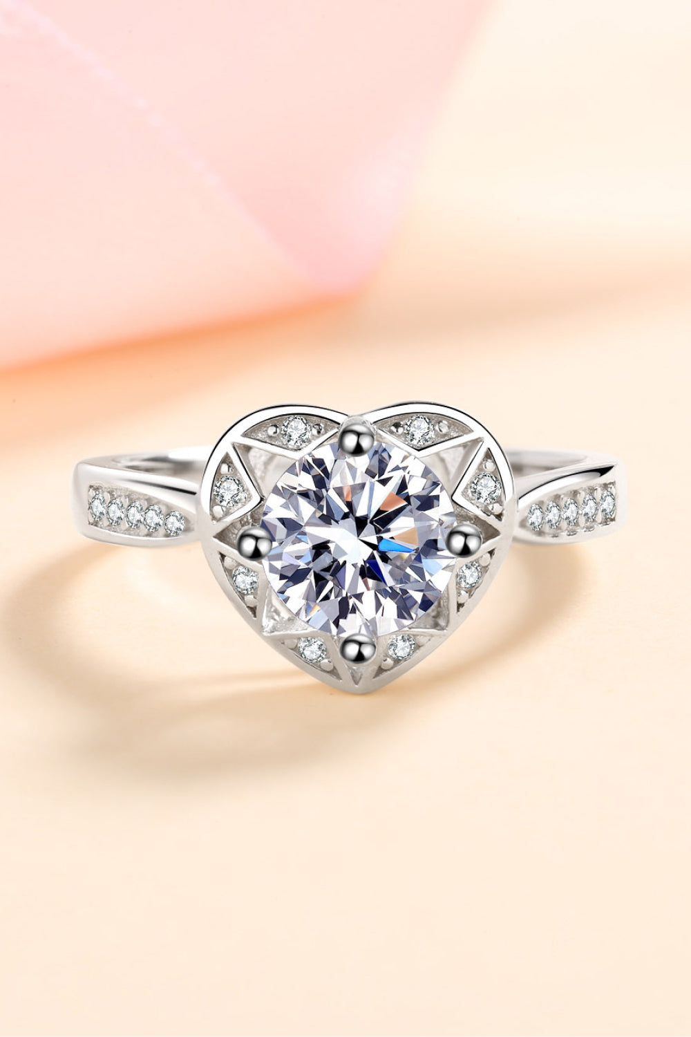 Moissanite Heart Ring