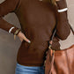 Round Neck Contrast Long Sleeve Knit Top
