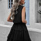 Tie Neck Frill Trim Sleeveless Mini Dress