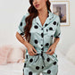 Lapel Collar Shirt and Shorts Lounge Set