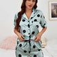 Lapel Collar Shirt and Shorts Lounge Set