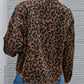 Leopard Button Up Dropped Shoulder Denim Jacket