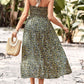 Floral Strapless Slit Midi Dress with Pockets