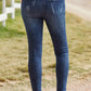 Distressed Button Fly Raw Hem Jeans