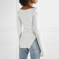 Sweetheart Neck Long Sleeve Knit Top