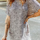 Animal Print Round Neck Tunic Tee with Pockets