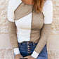 Color Block Exposed Seam Knit Top