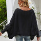 Openwork Boat Neck Dolman Sleeve Sweater
