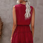 Tie Neck Frill Trim Sleeveless Mini Dress