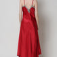 Full Size Lace Trim V-Neck Spaghetti Strap Satin Night Dress