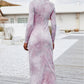 Tie Dye Mock Neck Long Sleeve Dress