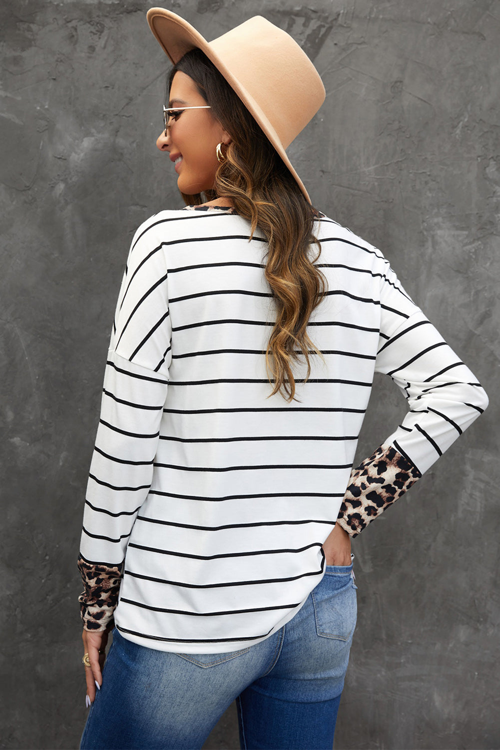 Mixed Print Henley Top