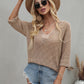 Notched Side Slit Drop Shoulder Sweater