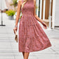 Printed Round Neck Slit Sleeveless Dress