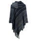 Striped Fringe Hem Hooded Poncho