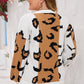 Plus Size Printed V-Neck Long Sleeve Sweater