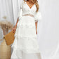 V-Neck Spliced Lace Maxi Dress