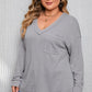 Plus Size Waffle-Knit V-Neck Dropped Shoulder T-Shirt