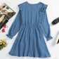 Ruffled V-Neck Flounce Sleeve Textured Dress