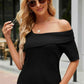 Asymmetrical Neck Rib-Knit Top
