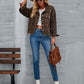 Leopard Button Up Dropped Shoulder Denim Jacket