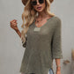 Notched Side Slit Drop Shoulder Sweater