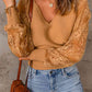 Ribbed Trim Lace Lantern Sleeve Knit Top