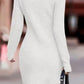 Rib-Knit Round Neck Sweater Dress