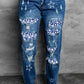 Printed Patch Distressed Boyfriend Jeans