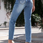 Printed Patch Distressed Boyfriend Jeans