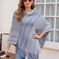 Striped Fringe Hem Hooded Poncho