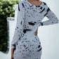 Printed Boat Neck Long Sleeve Dress