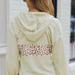 Leopard Half-Zip Dropped Shoulder Hoodie