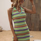 Striped Halter Neck Mini Sweater Dress