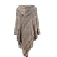 Striped Fringe Hem Hooded Poncho