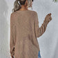 Notched Neck Slit Knit Top