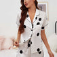 Lapel Collar Shirt and Shorts Lounge Set