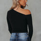 Asymmetrical Neck Long Sleeve Top
